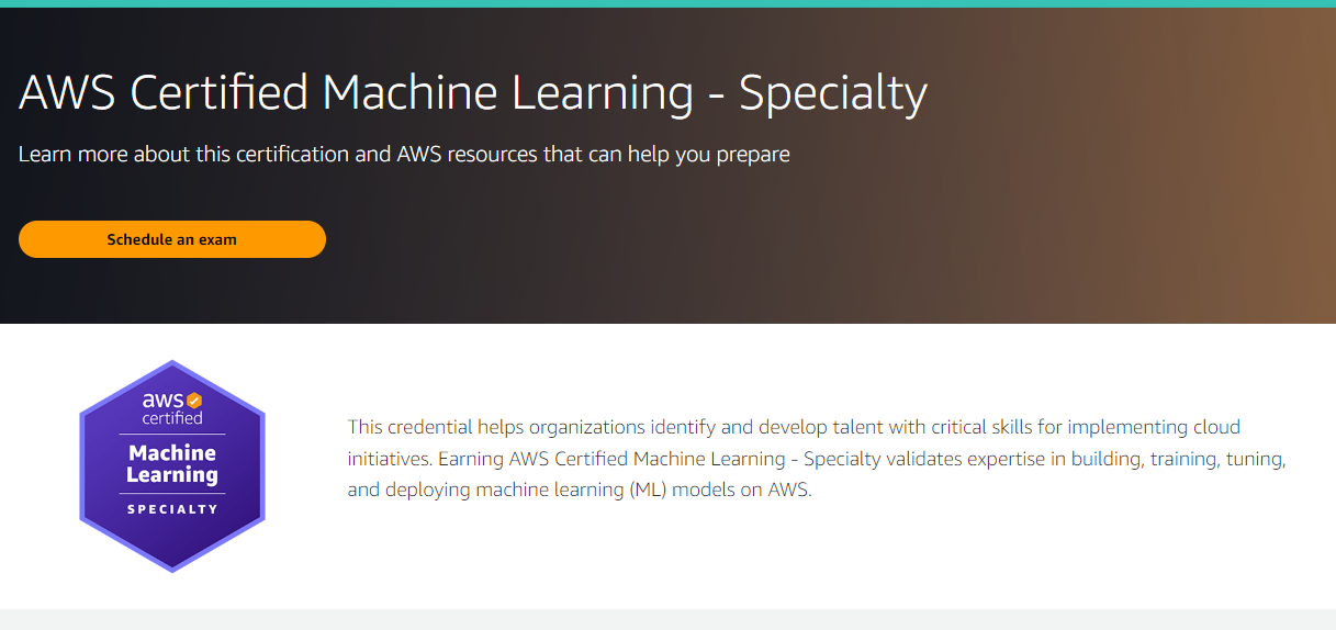AWS Machine Learning Specialty certification